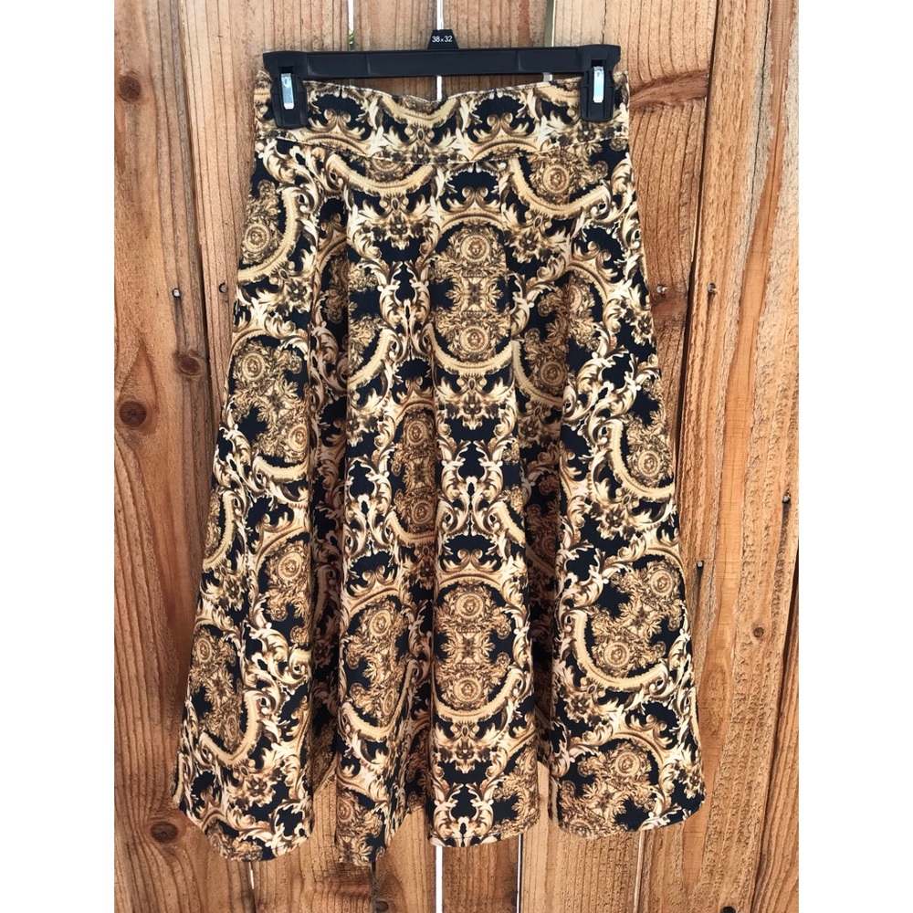 Gold and Black full midi skirt